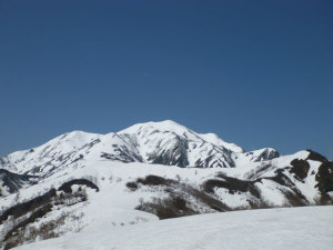 残雪豊富な越後駒ヶ岳・東面